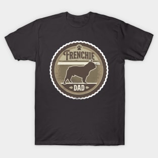 Frenchie Dad - Distressed French Bulldog Silhouette Design T-Shirt